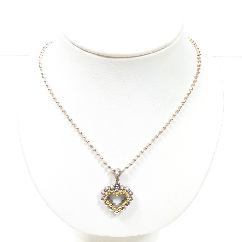 Sterling 18K Gold Lagos Caviar 3-D Heart Necklace